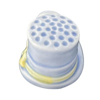 Accessoires de couture écologiques pour tailleurs sur mesure : Nœud en ruban en forme de chapeau en céramique et porcelaine bleu clair/blanc/jaune