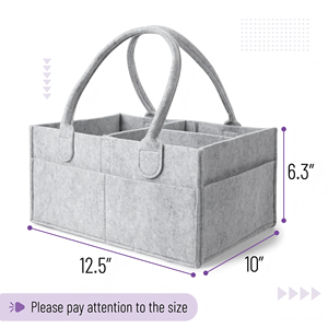 Portable Nursery <b>Caddy</b> Basket Organizer for Changing <b>Table</b> Felt Baby Diaper <b>Caddy</b> Organizer with Handle - Product Image 2
