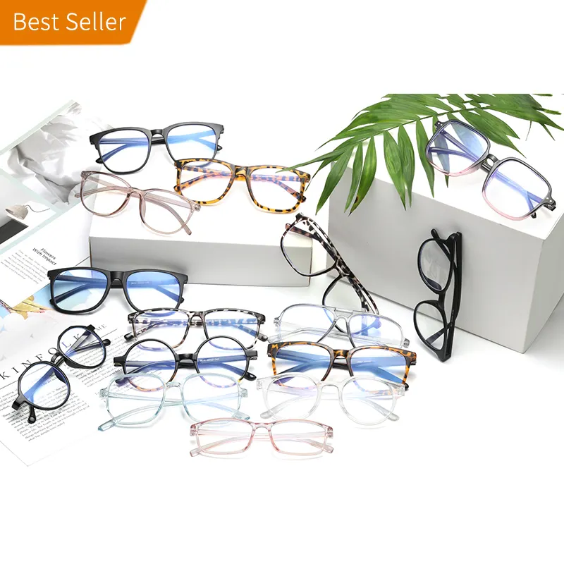 Cheap Fashion Colorful Round Frame Anti Blue Light Blocking Glasses Rectangle PC Optical Eyeglasses Frames for Men Women