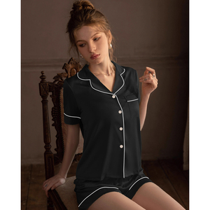 <span class=keywords><strong>ชุด</strong></span><span class=keywords><strong>นอน</strong></span><span class=keywords><strong>ผู้</strong></span><span class=keywords><strong>หญิง</strong></span> <span class=keywords><strong>ชุด</strong></span>ฤดูร้อน ผ้าไหมน้ำแข็ง แขนสั้น ดีไซน์เรียบหรู สีพื้น สามารถใส่ออกนอกบ้านได้ - Product Image 6