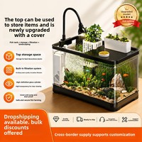 Cylindre pour petits poissons d'eau douce, aménagement d'aquarium de salon, filtration et oxygénation intégrées, nouveau modèle 2026 avec couvercle, pour la maison