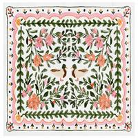 Tapis de jeu silencieux de luxe 33 pouces, style vintage preppy, motif Chinoiserie Pagode Pigeon et Mahjong, avec bordure de couleur superposée