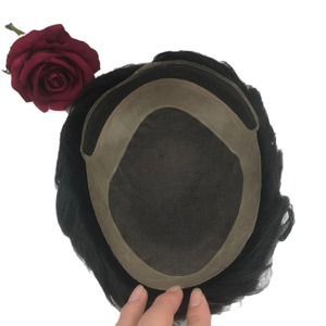 Prothèse capillaire pour <span class=keywords><strong>homme</strong></span> avec boucle frontale à clipser, modèle H038, cheveux raides ou bouclés, entièrement permables - Product Image 5