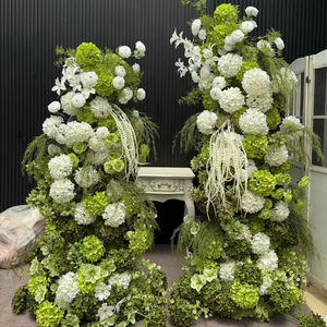 Arcos de Cuernos Verdes y Blancos de Moda de 8x8 pies, Arcos Florales Tropicales para Decoración de Bodas - Product Image 1