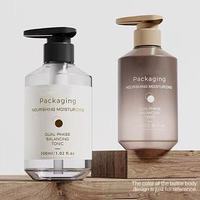 Nouvel arrivage : Bouteille en plastique marron à épaule diagonale 500 ml, et flacon pompe en PET vert 300 ml pour shampoing et lotion