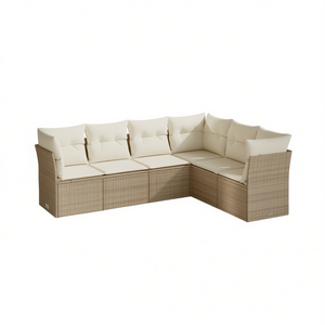 Ensemble de canapés de jardin réglables en rotin beige, 6 places, mobilier d'extérieur au design contemporain - Product Image 1