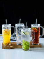 Gobelet à jus réutilisable en verre transparent, design classique, grande capacité, anti-fuite, pour la cuisine et la maison, vente chaude