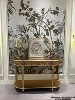 Table basse de luxe Foshan Ltd, tabouret d'appoint, sculpté à la main, cuivre de haute qualité, laiton doré, bois brun classique, style britannique/français