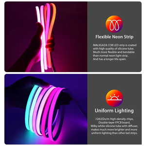 شريط إضاءة ليد COB RGBIC DC12V 24V LEDs/<span class=keywords><strong>m</strong></span> 12 47 IP68 شريط إضاءة حبل سيليكون مقاوم للماء للديكور الخارجي - Product Image 5