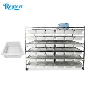 Repteer Étagère de reproduction pour souris en acier inoxydable, 72 tiroirs, double rangée, 6 niveaux, robuste, avec système de fixation par <span class=keywords><strong>bouton</strong></span>-pression, pour élevage en vrac et utilisation en laboratoire - Product Image 5