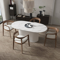 Table à manger en ardoise nordique, mobilier de maison, table à manger multifonctionnelle blanche créative, ensemble de chaises, mobilier de salle à manger ovale tendance