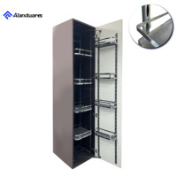 Meuble de rangement de cuisine moderne et haut avec paniers à fermeture douce, construction en chrome et bois, design multifonctionnel, 8 étagères, facile à assembler