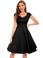 Robe de soirée balançoire vintage pour femmes 50s 60s A-Line Rockabilly Style manches courtes grande taille décontracté pour l'été printemps saisons