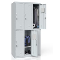 Casier en métal à 6 portes avec serrure à clé Cabinet de classement de bureau à 6 compartiments Meubles de rangement Unités de placard Courrier et miroir pour l'emballage