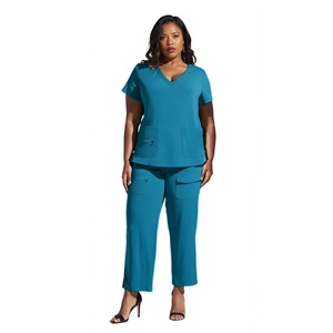Women's Scrub Set Purple V-Neck Short Sleeve With Pockets Hospital Uniforms - Product Image 3
