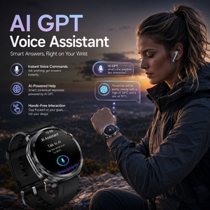 Montre GPS d'aventure WS400 AI GPT avec assistant vocal, étanche 3ATM, boussole, altimètre et bracelet réglable pour la randonnée - Product Image 1