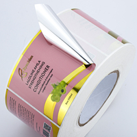 Étiquettes cosmétiques personnalisées en rouleau avec logo, autocollantes, imperméables, brillantes, en BOPP, avec dorure à chaud pour l'emballage des bouteilles de shampoing et d'après-shampoing