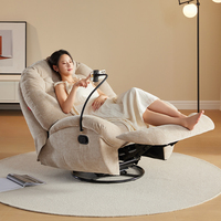 Nouveau Fauteuil Inclinable Velours Une Place Pivotant Manuel Grande Taille, Canapé Relax Fauteuil Salon