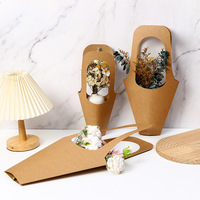 Sacs à fleurs en papier kraft écologiques, imperméables, créatifs et personnalisés, avec laminage mat, éponge réutilisable, emballage cadeau pour bouquets