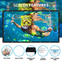 SLJ 120 pouces 16:9 écran de projecteur Portable écran de Projection pliable Simple pliage Simple pour le cinéma mobile
