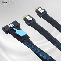 كابل MCIO عالي السرعة إلى ثنائي SFF-8654 مع عزل PTFE لتخزين NVMe الداخلي للخوادم (SFF-TA-1016 إلى 2x SFF-8654)