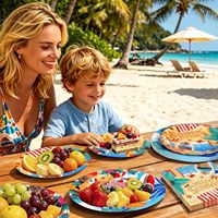 Assiettes et serviettes de plage, vaisselle pour fête d'été, assiettes en papier jetables sur le thème hawaïen pour décorations de fête d'anniversaire