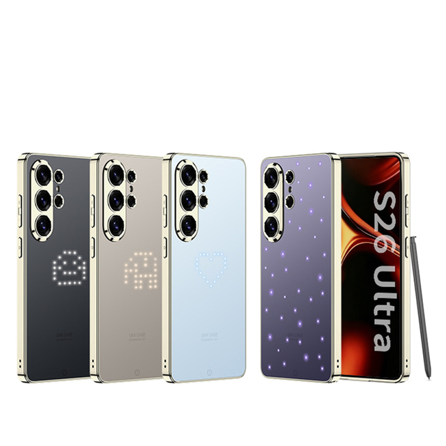 Smart Glowing Full Cover Luxury Design Mobile Phone Case for S26 Ultra High Protection Anti-Glare PC Pure Color
