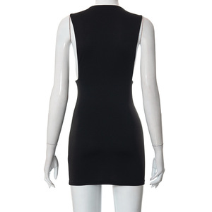 Sans manches solide femmes Sexx robe moulante <span class=keywords><strong>Kim</strong></span> <span class=keywords><strong>Kardashian</strong></span> O cou moulante Mini robe femme - Product Image 6