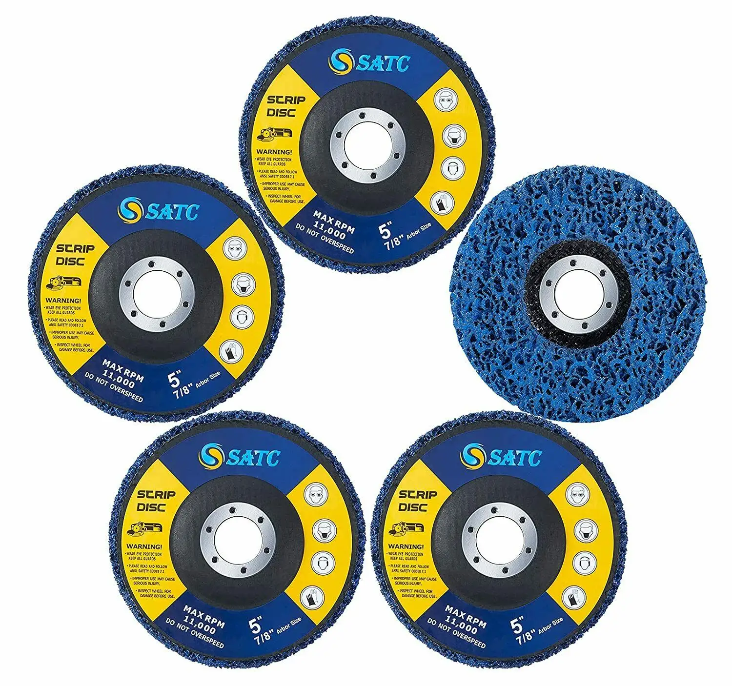 Satc 5Pcs 5 "X 7/8" Blauw Strip & Schoon Disc Verf Strippen Wielen Voor Hout En Metaal