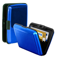 Protecteur de cartes de crédit en aluminium mince avec blocage RFID Etui pour cartes de visite en aluminium Porte-monnaie de voyage en métal avec 6 fentes