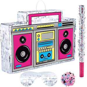 Retour à la fête des années 80 nostalgie <span class=keywords><strong>Radio</strong></span> Pinata Cadeaux Retro <span class=keywords><strong>90s</strong></span> Thème Décorations Fournitures <span class=keywords><strong>Hip</strong></span> <span class=keywords><strong>Hop</strong></span> Pinata avec bâton et boucle de suspension - Product Image 2