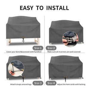 Heavy-duty 600D Oxford Fabric PVC Lining <strong>Grey</strong> Patio <strong>Sofa</strong> <strong>Cover</strong> Anti-UV 2 Seater Outdoor Bench <strong>Cover</strong> Waterproof - Product Image 5