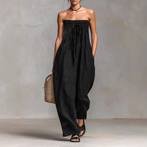 Dropshipping Shopify, Mono de Talla Grande para Mujer, sin Tirantes, Estilo Tubo, Pierna Ancha, Color Sólido, Casual, Verano - Product Image 1
