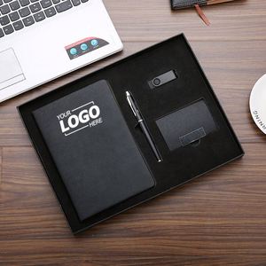 Executive 4-Piece Gift <b>Set</b>: Branded <b>Notebook</b>, Pen, USB & Card Holder - Perfect Corporate Gifts - Product Image 1