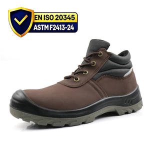 <span class=keywords><strong>Bottes</strong></span> de travail industrielles d'hiver à haute tige en cuir lisse de vache, anti-perforation, à embout d'acier, pour les travailleurs masculins en extérieur - Product Image 1