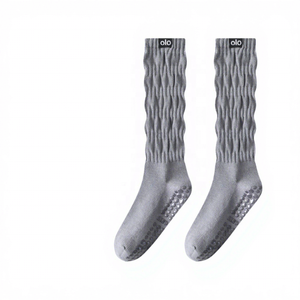 <span class=keywords><strong>Chaussettes</strong></span> mi-mollet texturées et moelleuses <span class=keywords><strong>de</strong></span> style français - Coton respirant ultra-doux et antidérapant pour la détente à la maison - Product Image 4