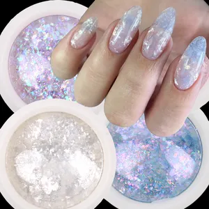 Nail Powder Sequins Holographic Glitter Color Nail Acrylic Powder Chrome Mermaid Opal Powder Aurora Sequins Nail Decoration