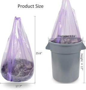 Bolsas de plástico HDPE para camisetas, bolsas de basura para camisetas moradas de 14 micras, tamaño personalizado, color, 150 bolsas - Product Image 6