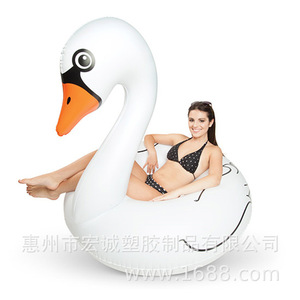 Inflatable Swan Swimming Ring 120cm Black Adult Float For Pool Water Sports Unisex PVC Floatation Device - Product Image 5