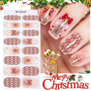 Nueva llegada Navidad Gel Nail Stickers Semicurado Diseño de dibujos animados UV Nail Wraps Suministro al por mayor Impermeable y de larga duración - Product Image 3