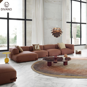 Italian Design Modern Luxury Sectional Orange White 3 Seater Couch Luxury <b>for</b> Hotel Apartment DV-SOHO-501-FENDIS Sectional Livin - Product Image 3