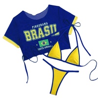 Huili Fabrikant Oem Hoge Kwaliteit Vrouwen 3 Stuk Crop T-Shirt & Bikini Set Badmode Strandkleding Custom Logo Braziliaanse Bikini