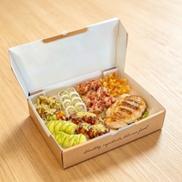 Boîtes à emporter en papier de qualité alimentaire avec logo personnalisé, vente en gros pour restaurants et boulangeries, adaptées aux sushis, aux biscuits et aux pâtisseries avec emplacement pour la sauce