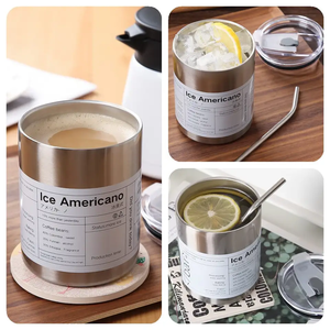 Gobelet isotherme réutilisable en acier inoxydable à double paroi avec paille pour café chaud et froid – Vente en gros - Product Image 3