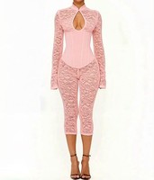 Nouvelle combinaison tendance pour femmes avec dentelle sexy, style Qipao, fermeture éclair, coupe ajustée, douce et élégante