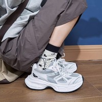 Chaussures de course décontractées de sport de haute qualité pour femmes avec semelle épaisse en maille argentée