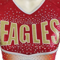 Tenues de cheerleading personnalisées professionnelles, manches longues rouges avec cristaux scintillants pour les jeunes et les femmes