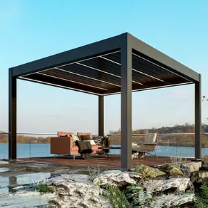 Bahçe ayarlanabilir açık Gazebo özelleştirilmiş Modern biyoiklim motorlu alüminyum panjur Pergola