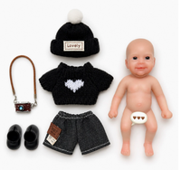 Muñeca Reborn de Silicona Sólida de 6 Pulgadas, con Ropa de Moda, Juguete de Muñeca para Juego de Imitación para Niños, Regalo para Niñas Pequeñas