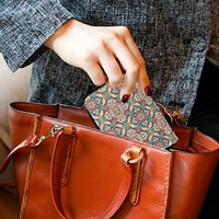 Porte-cartes d'identité en cuir PU avec fermeture éclair, motif Mandela bohème marocain, pochette à monnaie, portefeuille en cuir – Nouveauté promotionnelle